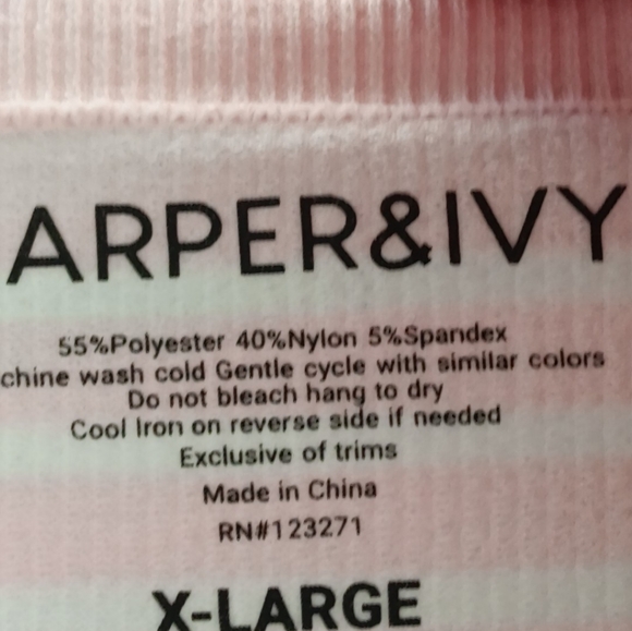 NWT Harper & Ivy Pink Stripped Crop Top. Long sleeve - Picture 4 of 4